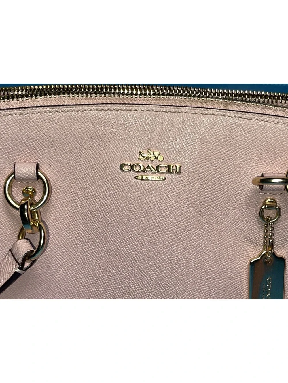 Coach Pink Leather Satchel Crossbody Handbag Purse Gold Tone